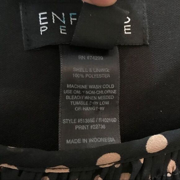 Enfocus Petite Polka Dot Sheer Sleeve Lined Dress Black Sz 8P - Picture 9 of 10